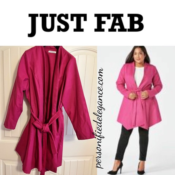 NEW Just Fab Festive Fuchsia Asymmetrical Hem Coat Size 3X - Picture 1 of 7